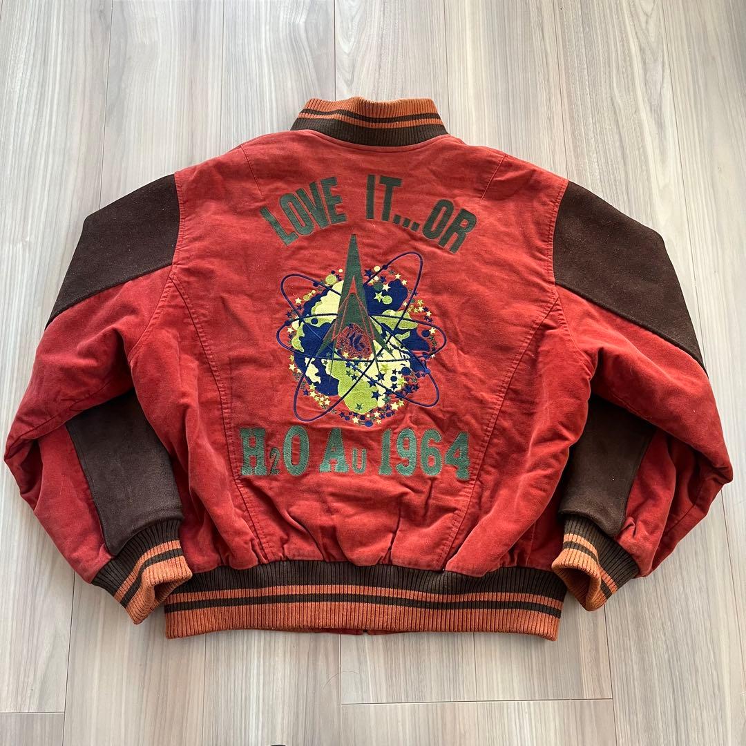 PASHU SHIN HOSOKAWA 80's ベロア 牛革スタジャン 短丈