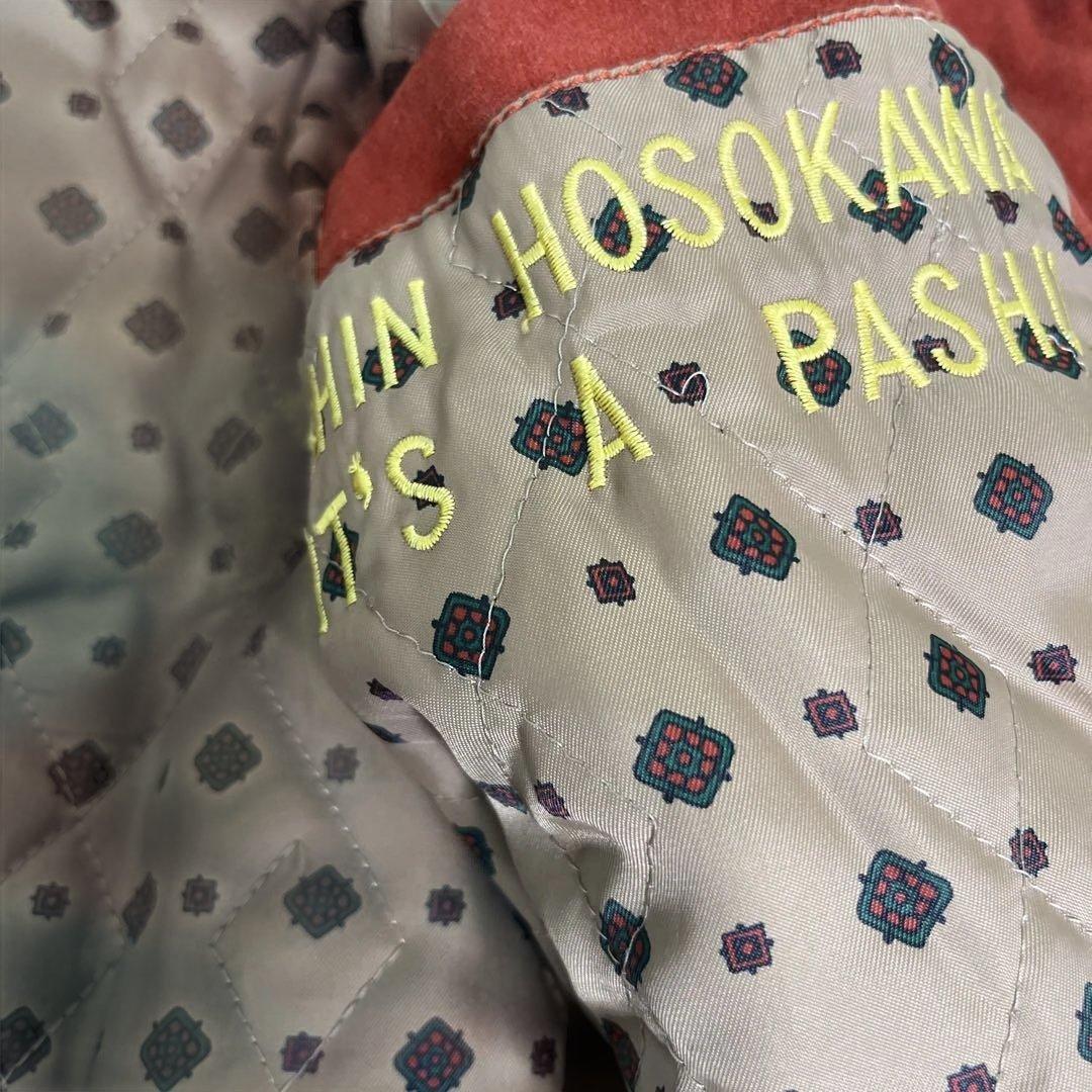 PASHU SHIN HOSOKAWA 80's ベロア 牛革スタジャン 短丈