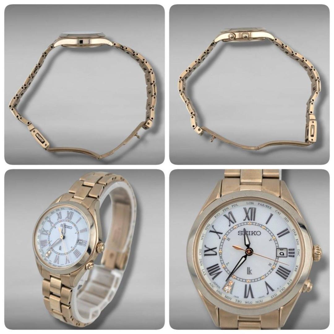 【稼働】セイコー ルキア 電波ソーラー シェル文字盤 チタン レディース