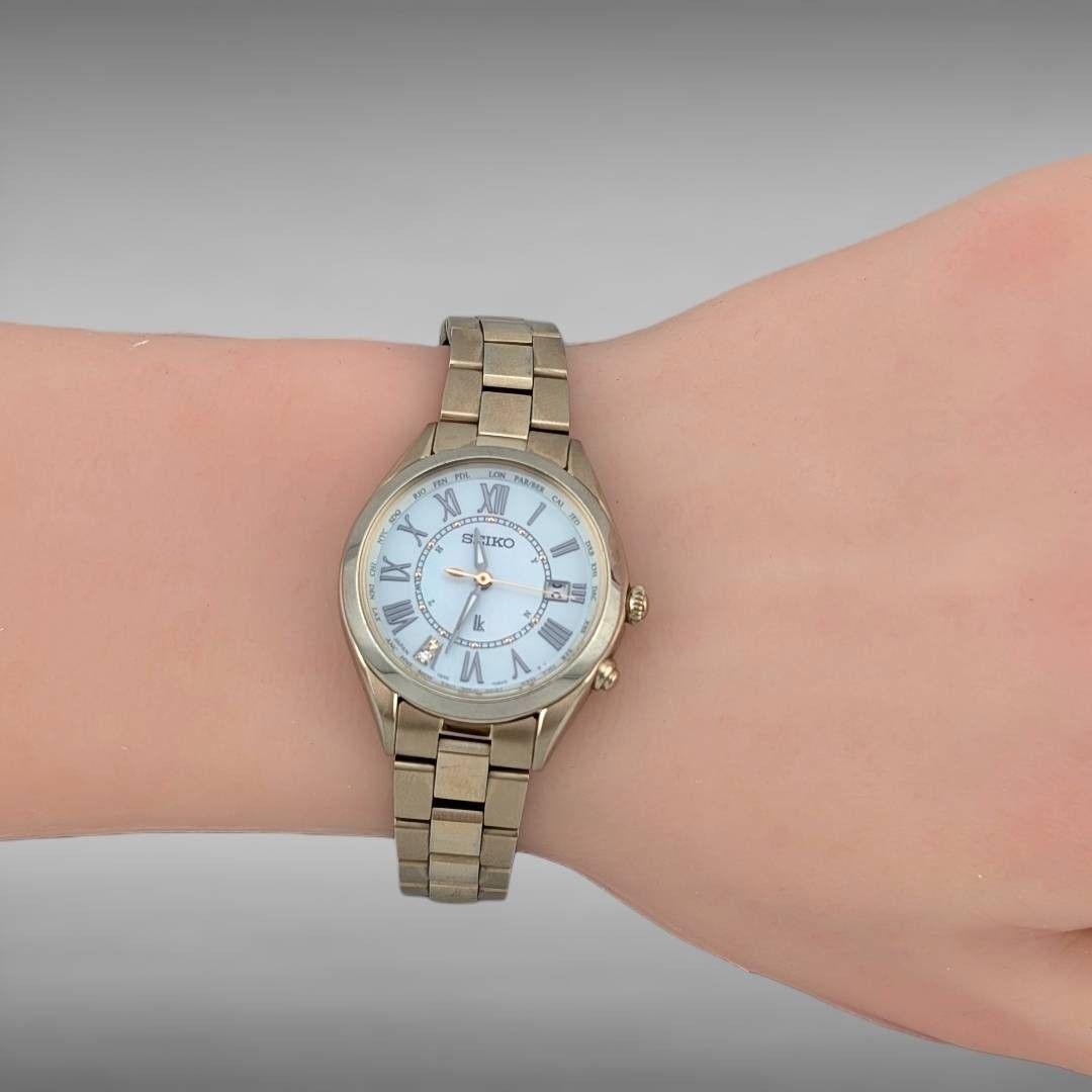 【稼働】セイコー ルキア 電波ソーラー シェル文字盤 チタン レディース