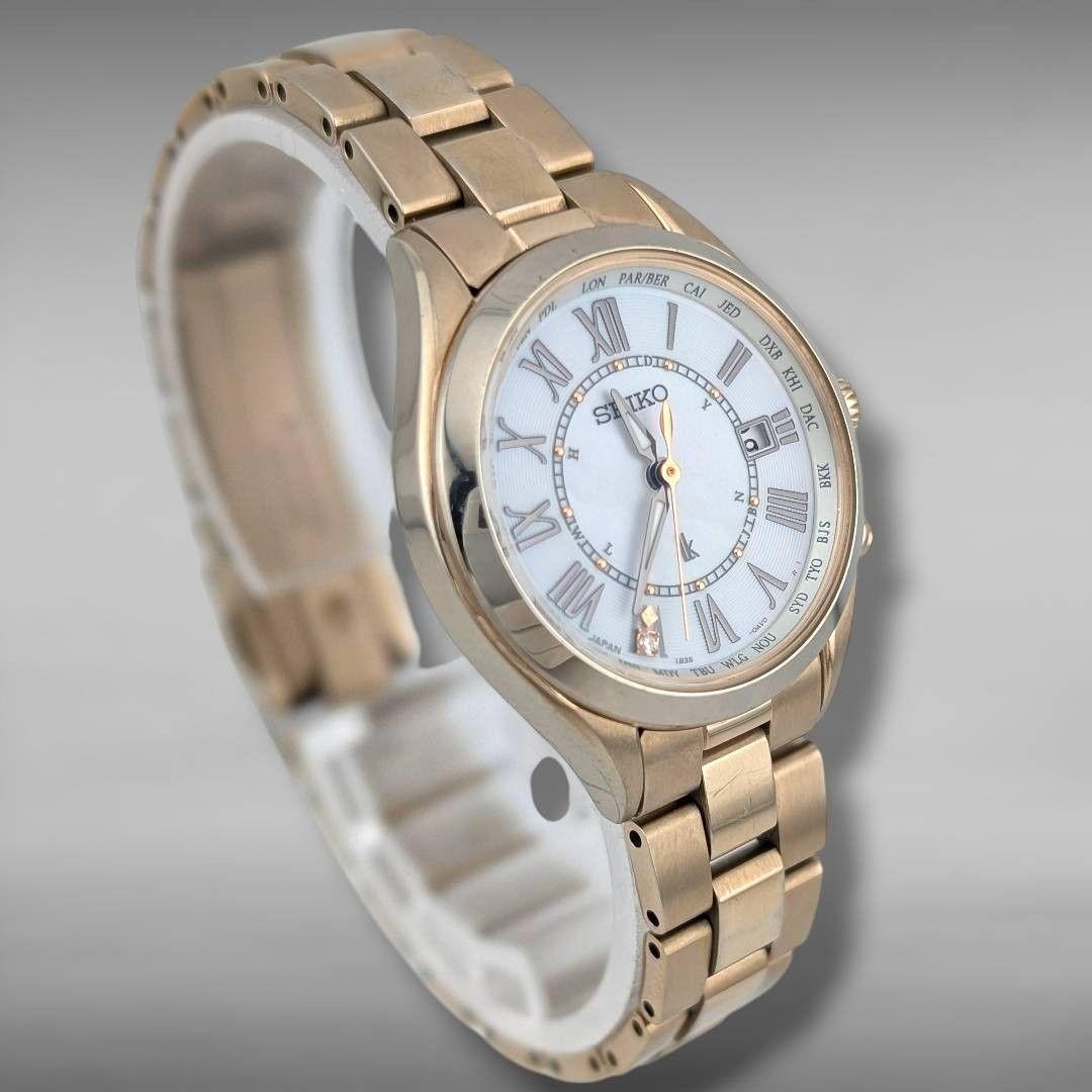 【稼働】セイコー ルキア 電波ソーラー シェル文字盤 チタン レディース