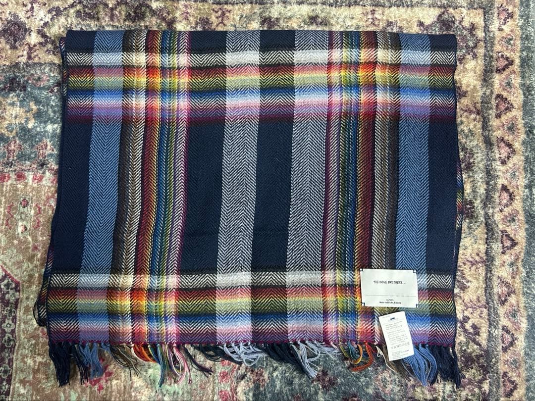 THE INOUE BROTHERS 大判マフラー　ネイビー