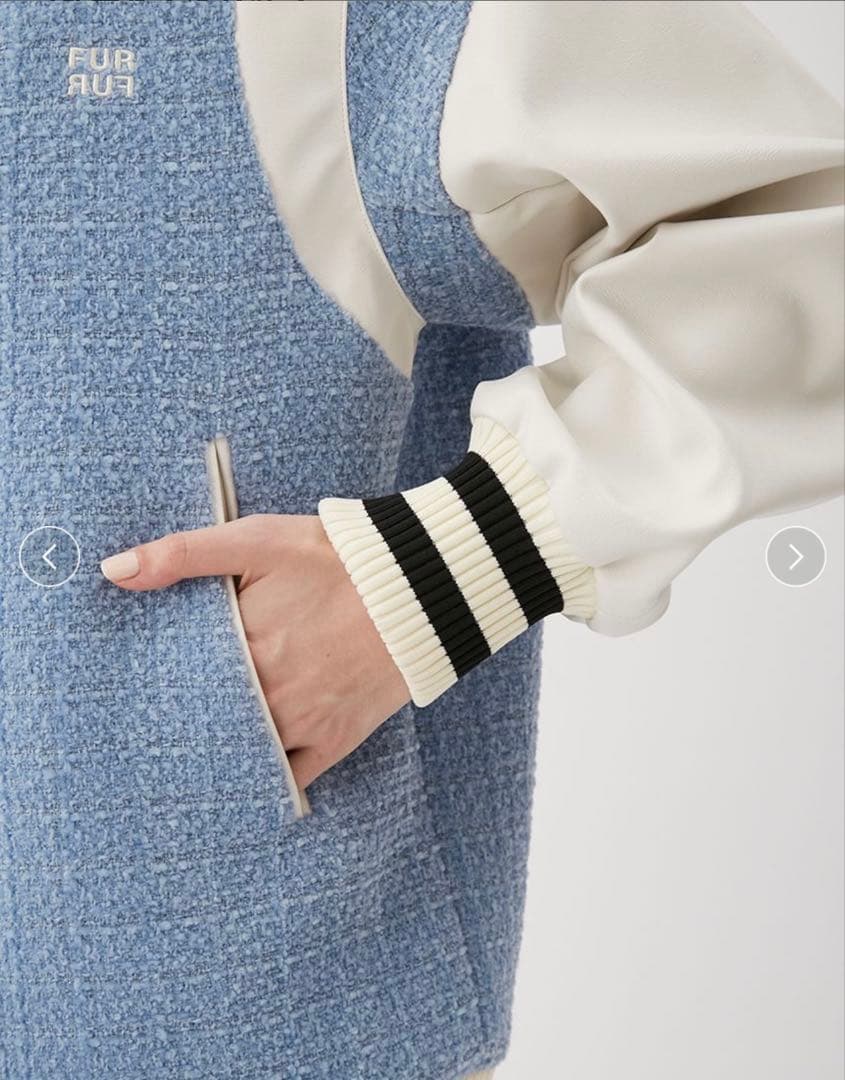 【新品】FURFUR　ツイードスタジャン　ブルー