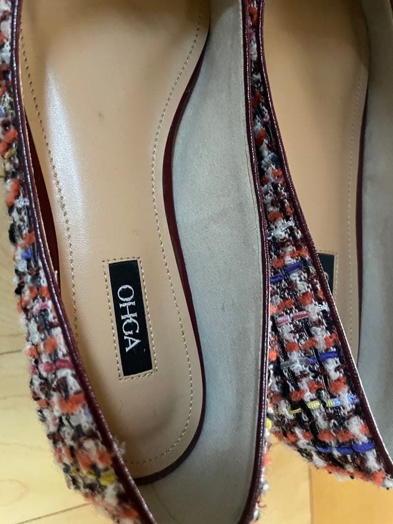 値下げ　OHGA ビジュー付きツィートパンプス23.5