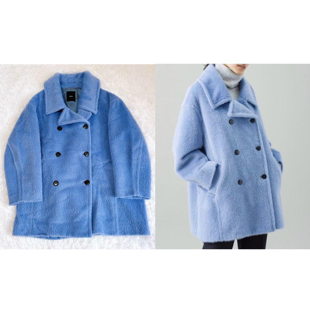 【極美品】ebure スーリーアルパカシャギーピーコート スカイブルー 希少色