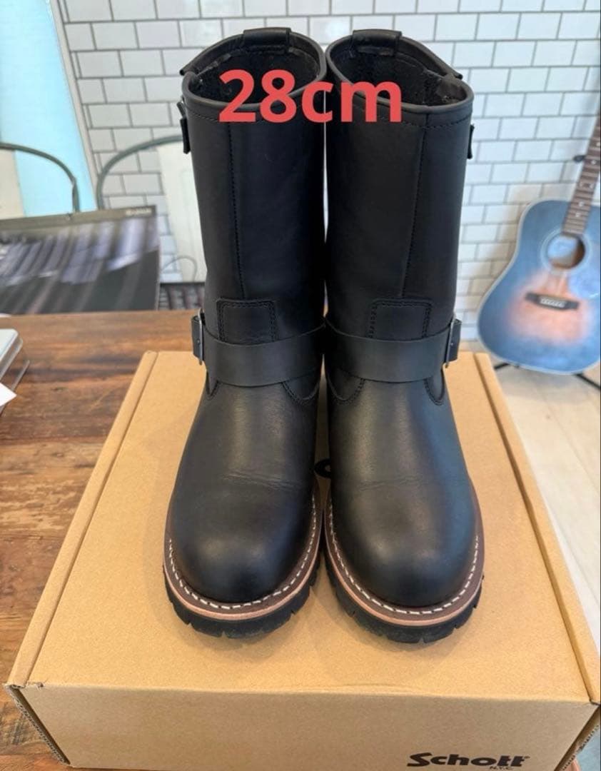 Schott ブラック エンジニアブーツ28cm