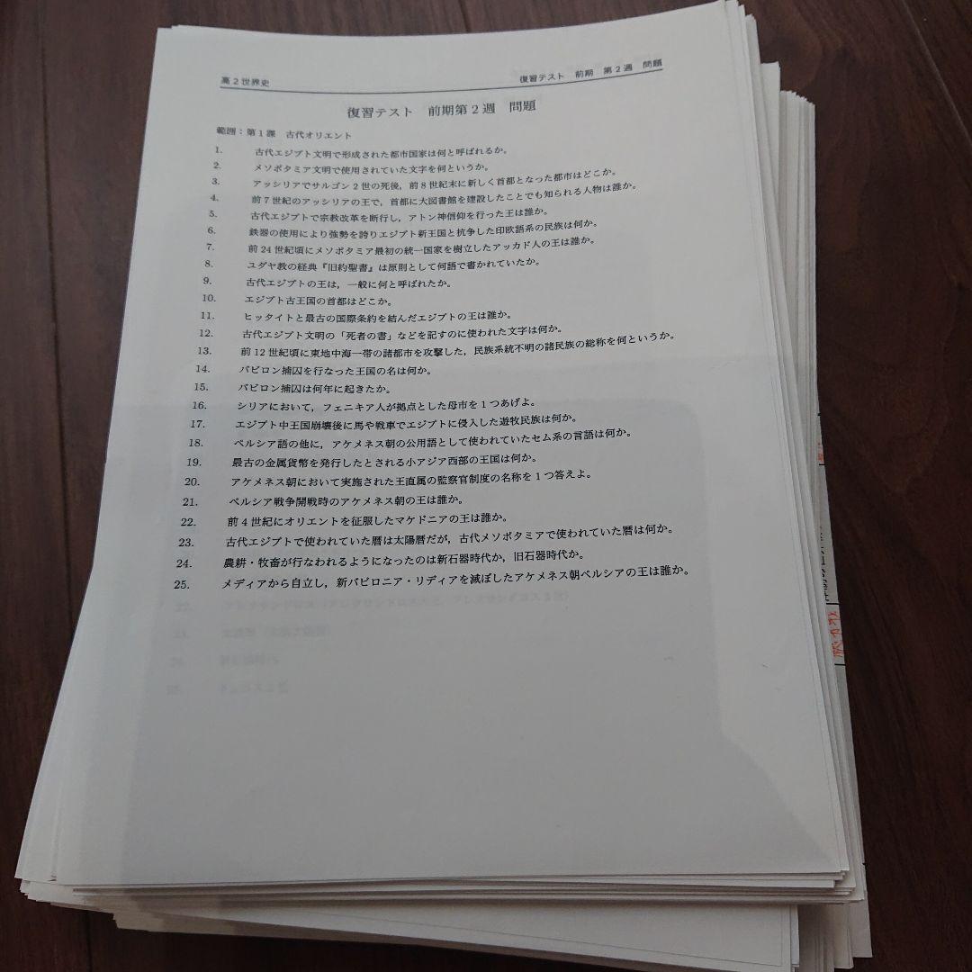 鉄緑会 高2世界史 テキスト4冊 各種プリント