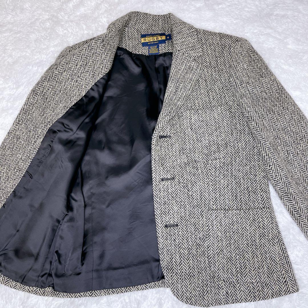 ラルフローレン ツイードジャケット ウール　ヘリンボーン フリル 襟裏柄 XL