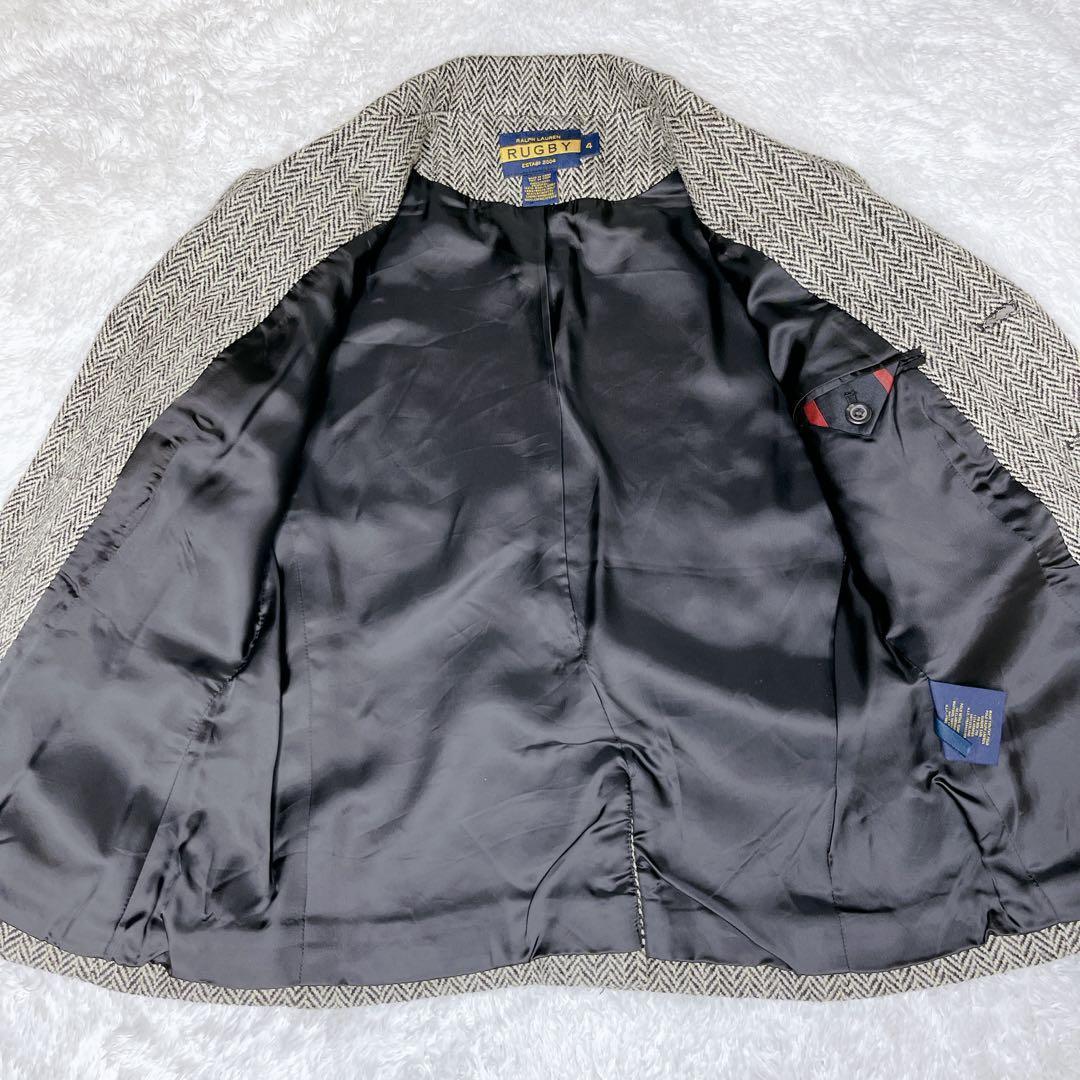 ラルフローレン ツイードジャケット ウール　ヘリンボーン フリル 襟裏柄 XL