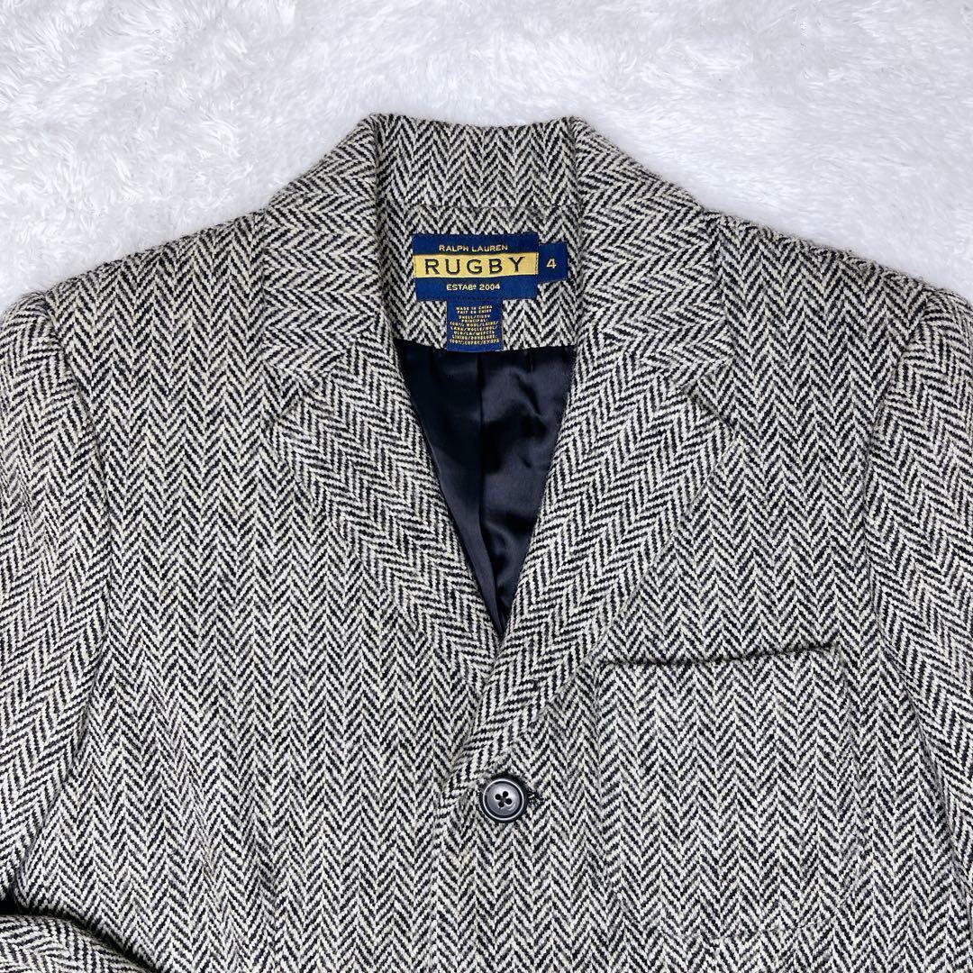 ラルフローレン ツイードジャケット ウール　ヘリンボーン フリル 襟裏柄 XL