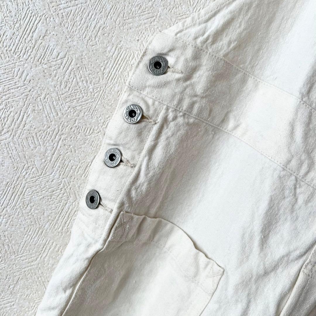 R&D.M.Co- リネンキャンバスファームパンツ オーバーオール ホワイト