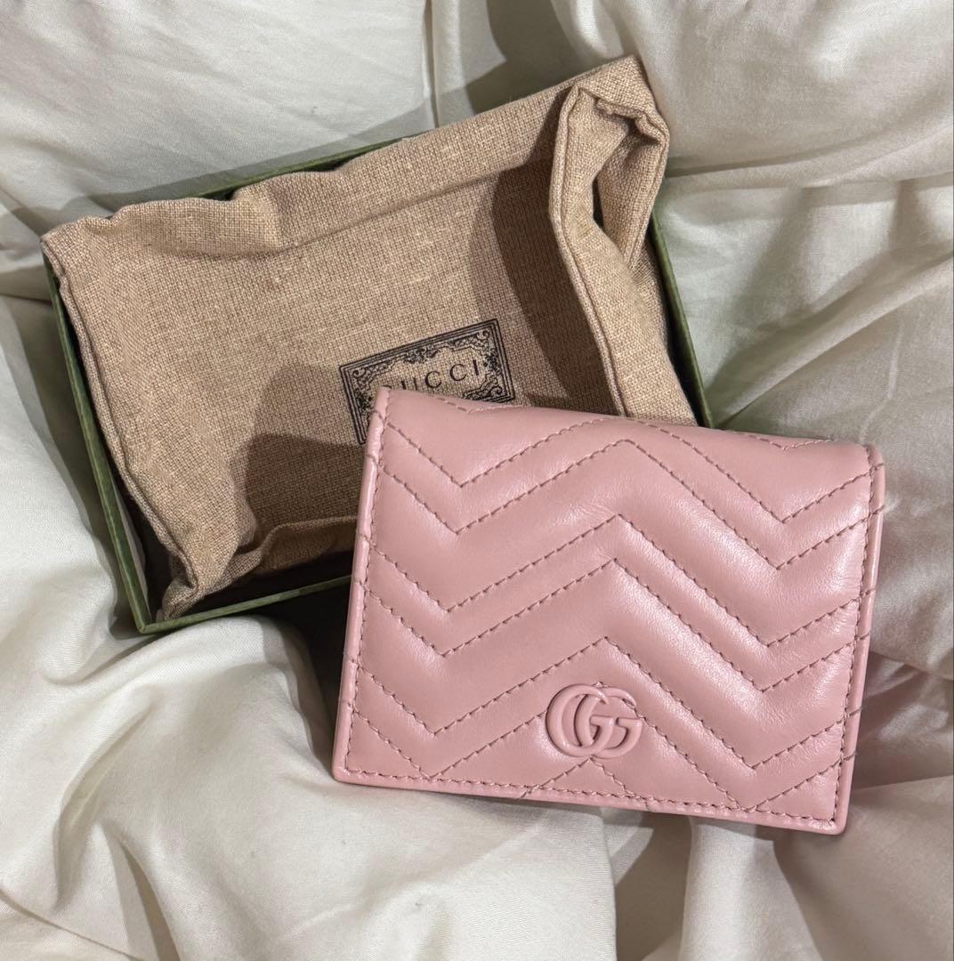 GUCCI グッチ ダブルG ミニ ウォレット ペールピンクレザー