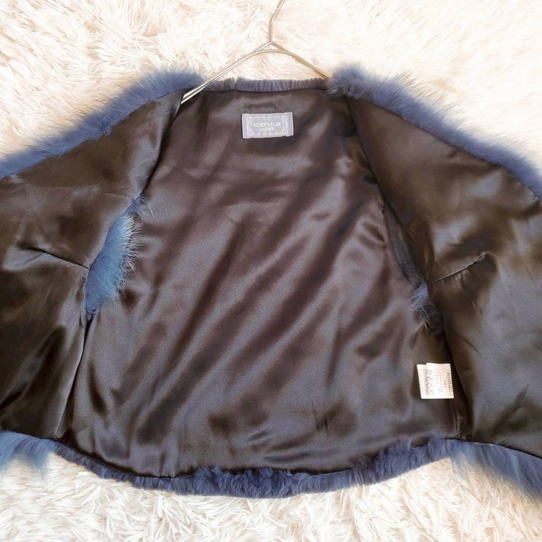 ロベルタイラム フォックスファー ベスト ネイビー ふわふわ 高級感 上質