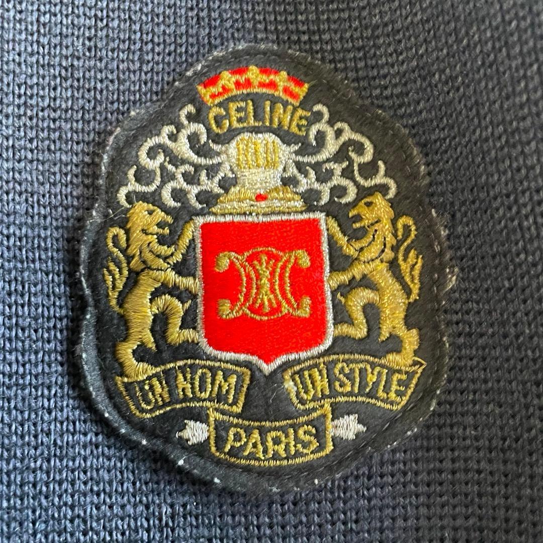 激レア【セリーヌ】ニット スタジャン エンブレム ネイビー フランス製 M