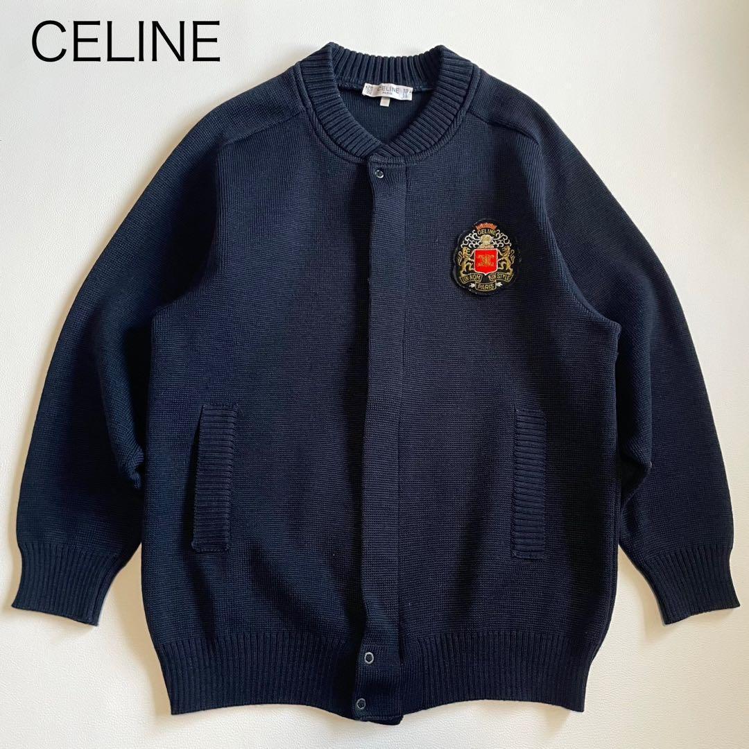 激レア【セリーヌ】ニット スタジャン エンブレム ネイビー フランス製 M