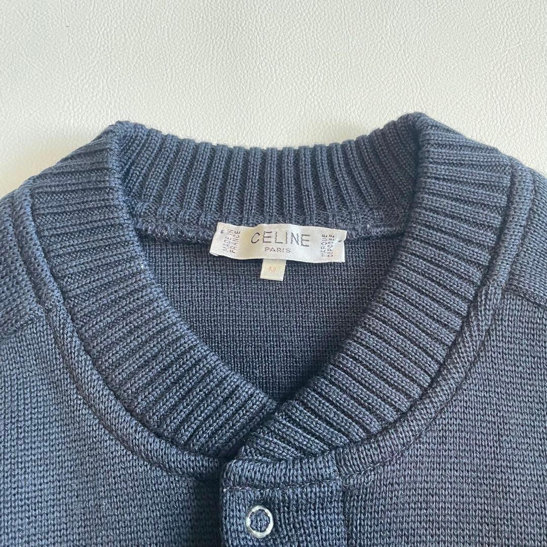 激レア【セリーヌ】ニット スタジャン エンブレム ネイビー フランス製 M