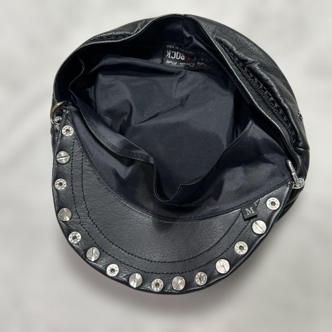 マリズロック キャスケット パンク 本革 スパイク チェーン ピンバッジ 平成