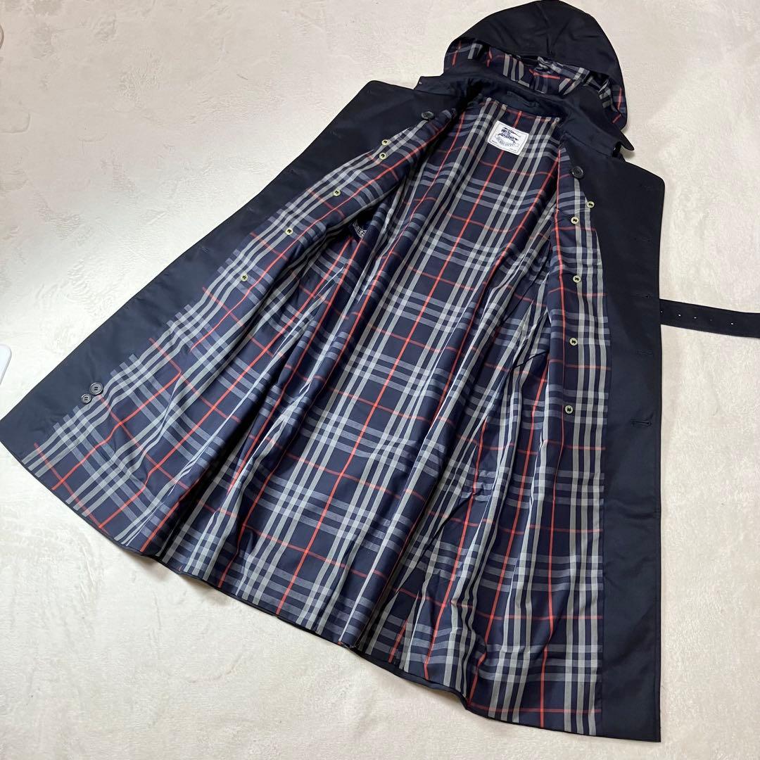 [未使用級]バーバリー トレンチコート 英国製　裏ノバチェック ベルト　ネイビー