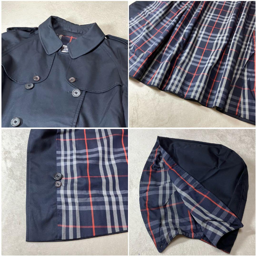 [未使用級]バーバリー トレンチコート 英国製　裏ノバチェック ベルト　ネイビー