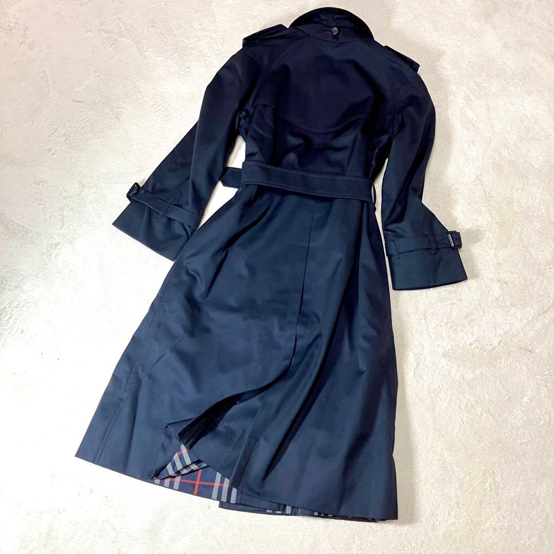 [未使用級]バーバリー トレンチコート 英国製　裏ノバチェック ベルト　ネイビー