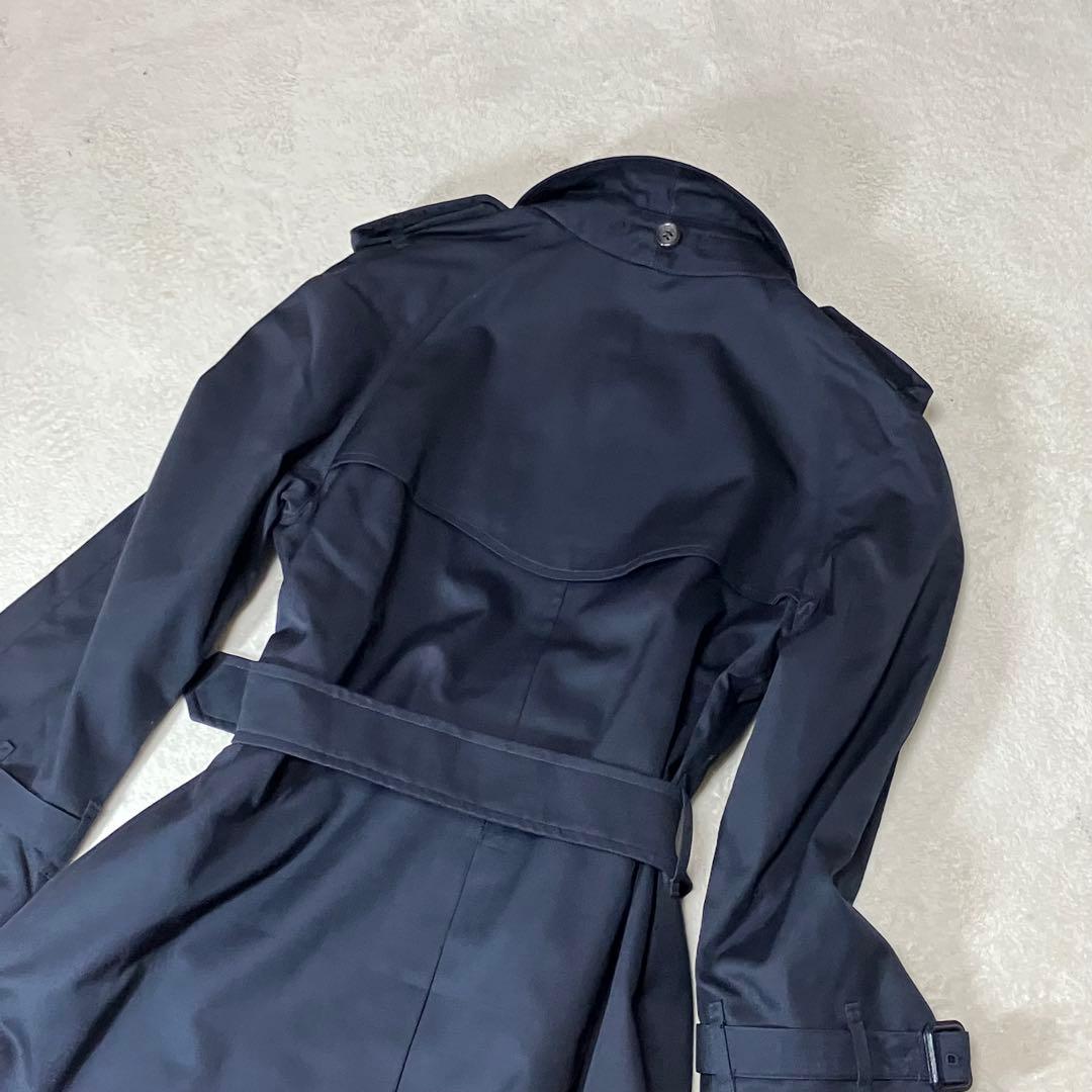 [未使用級]バーバリー トレンチコート 英国製　裏ノバチェック ベルト　ネイビー