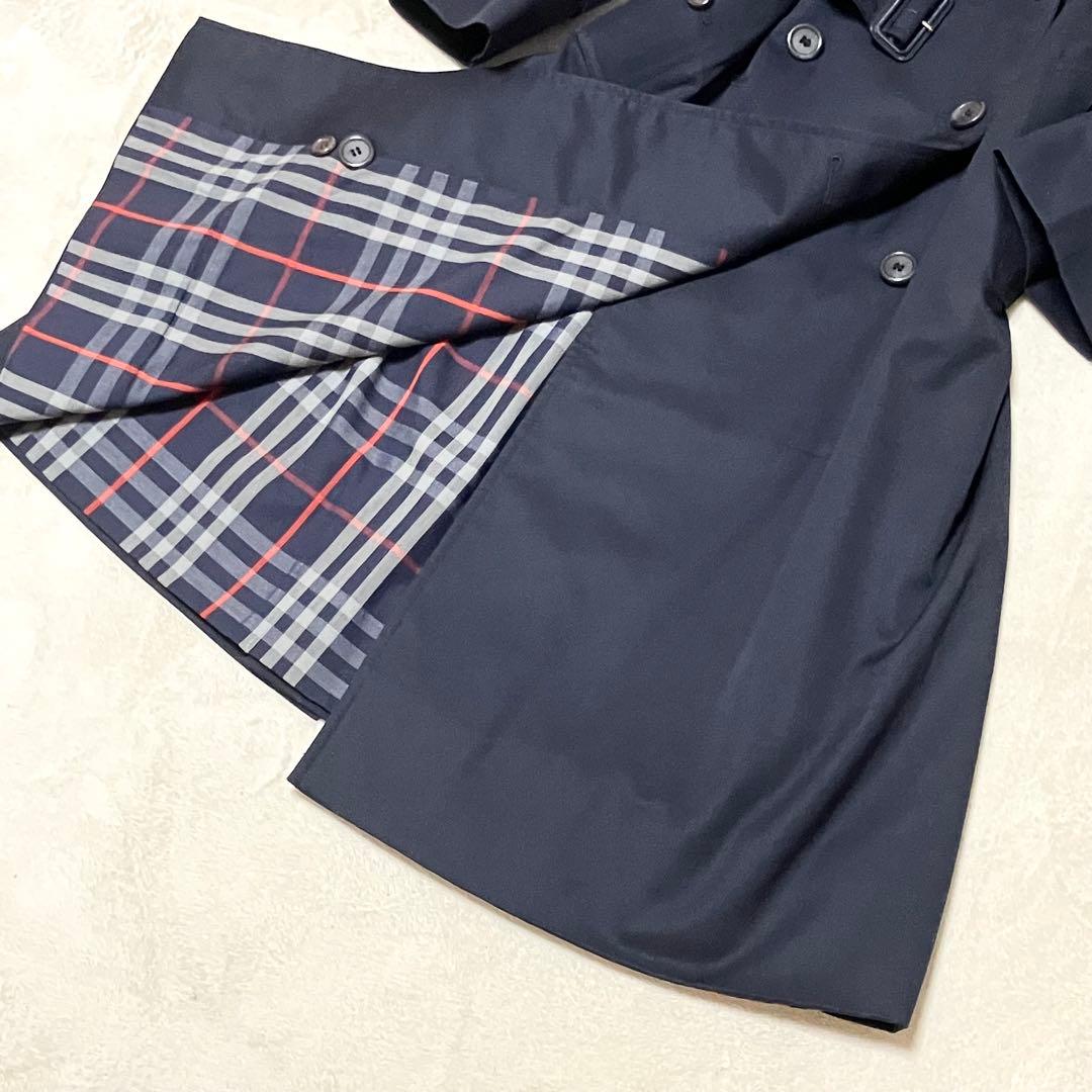[未使用級]バーバリー トレンチコート 英国製　裏ノバチェック ベルト　ネイビー
