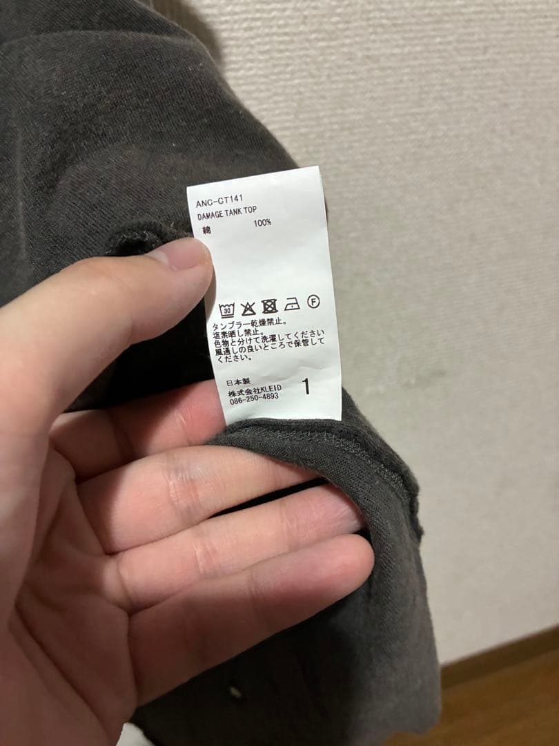 Ancellm DAMAGE TANK TOP ANC-CT141 タンクトップ