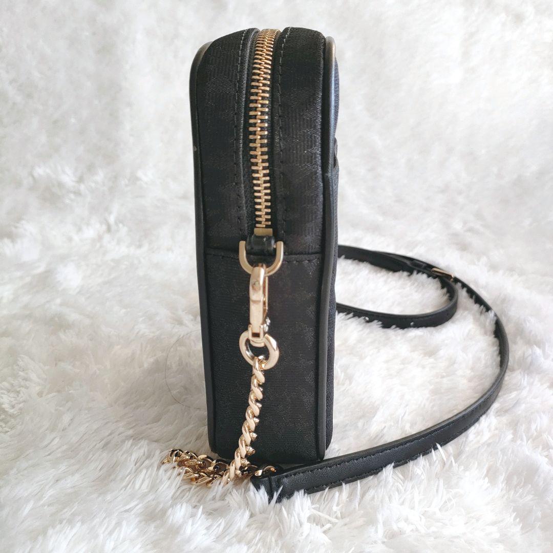 マイケルコース ショルダー クロス バッグ MK柄 黒 ゴールドチェーン