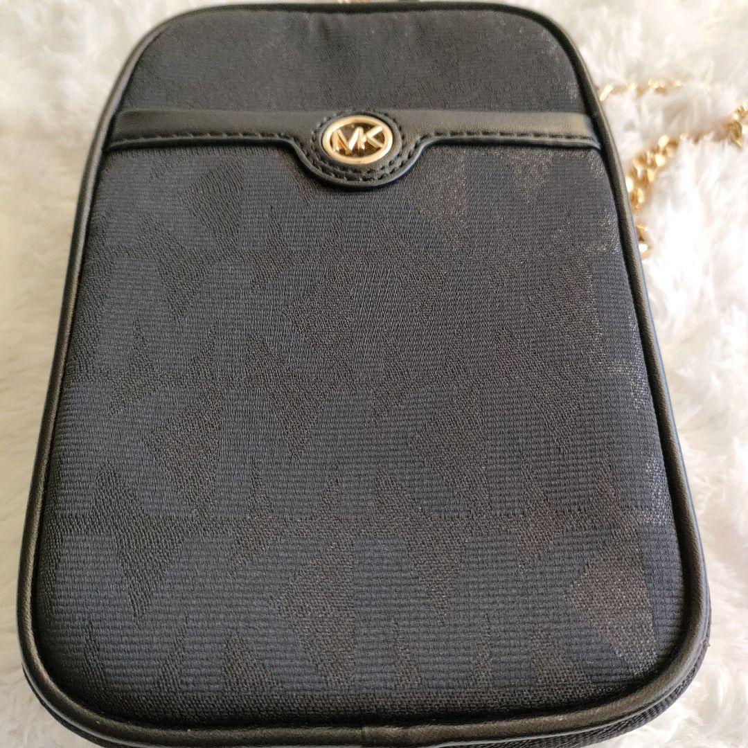 マイケルコース ショルダー クロス バッグ MK柄 黒 ゴールドチェーン