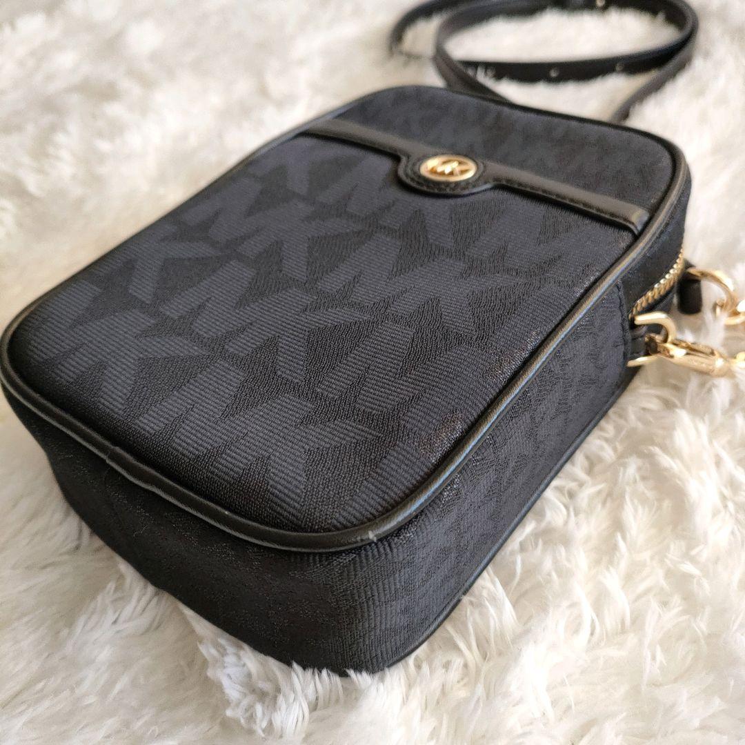 マイケルコース ショルダー クロス バッグ MK柄 黒 ゴールドチェーン