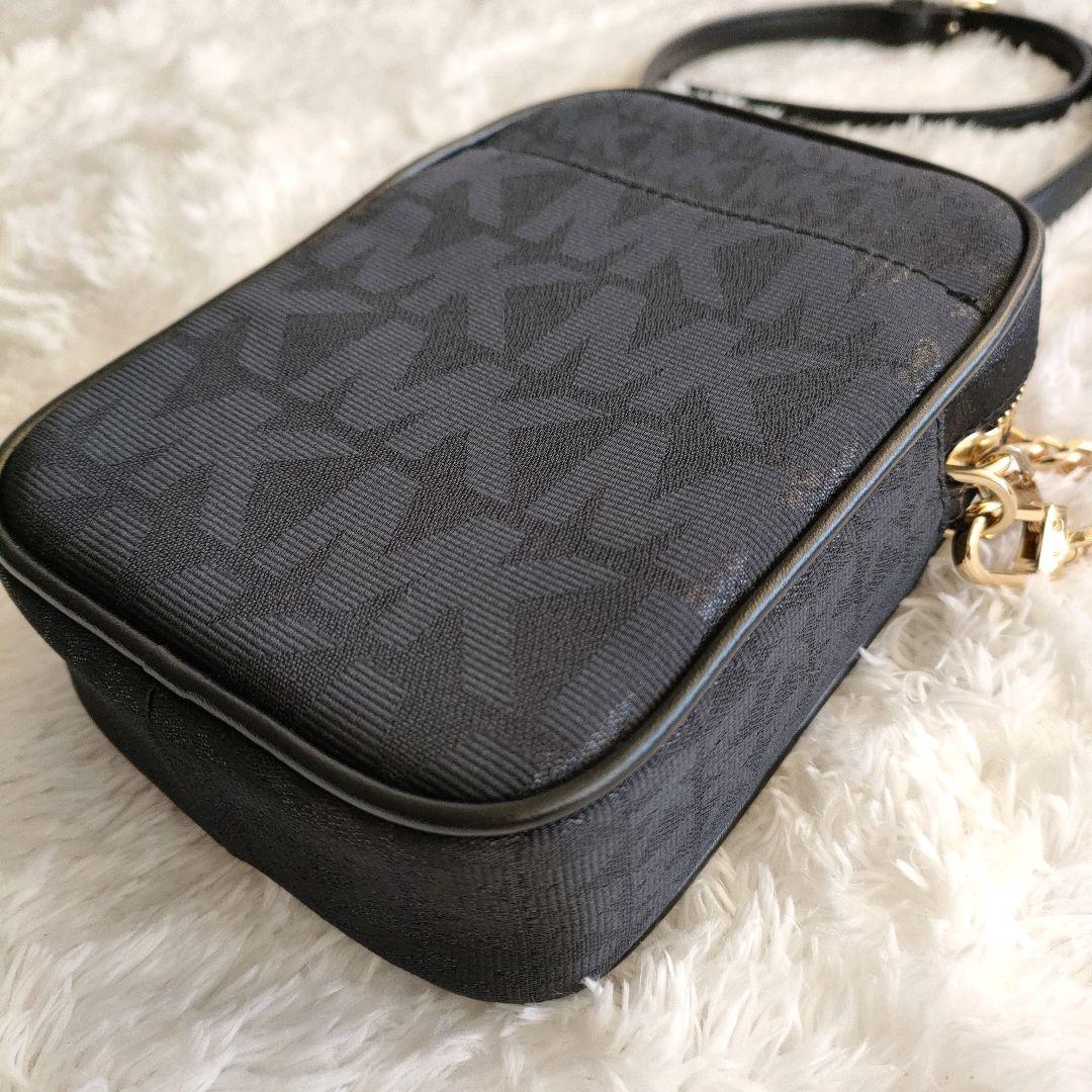 マイケルコース ショルダー クロス バッグ MK柄 黒 ゴールドチェーン