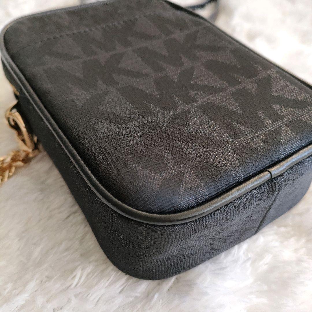 マイケルコース ショルダー クロス バッグ MK柄 黒 ゴールドチェーン