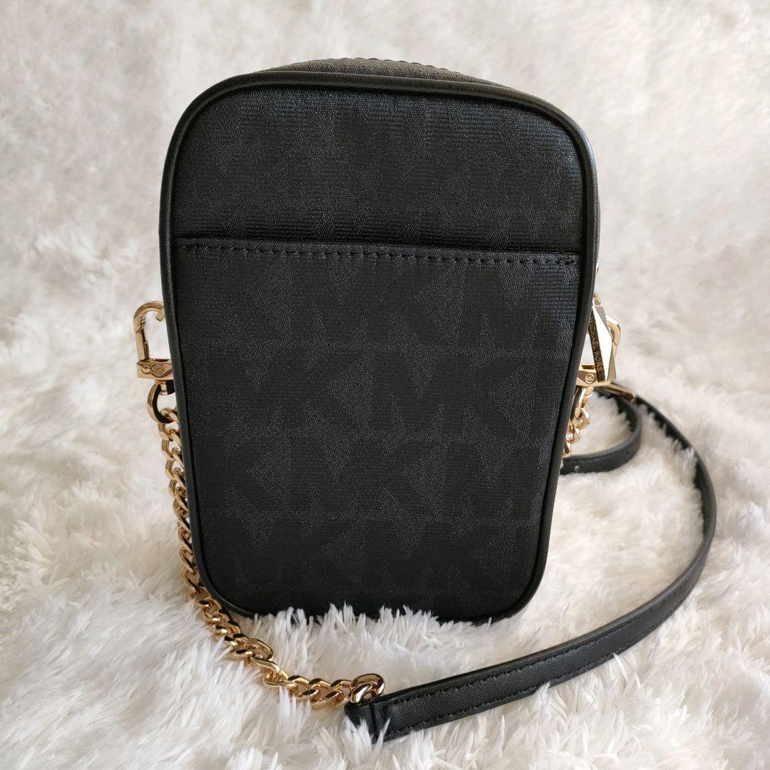 マイケルコース ショルダー クロス バッグ MK柄 黒 ゴールドチェーン