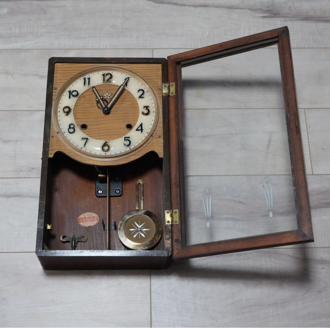 英計舎　ボンボン時計　振り子時計　柱時計　昭和レトロ