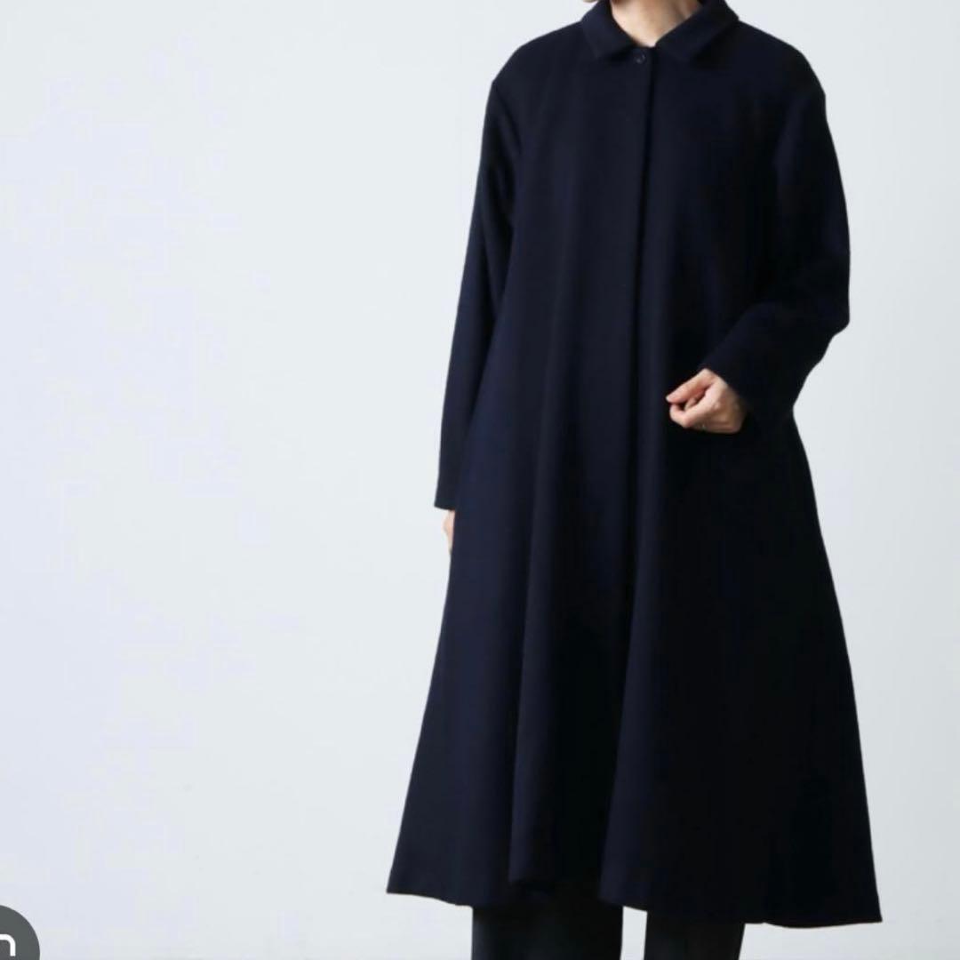 【本日限定価格】定価4万 ミズイロインド ステンカラーフレアコート ブラック F