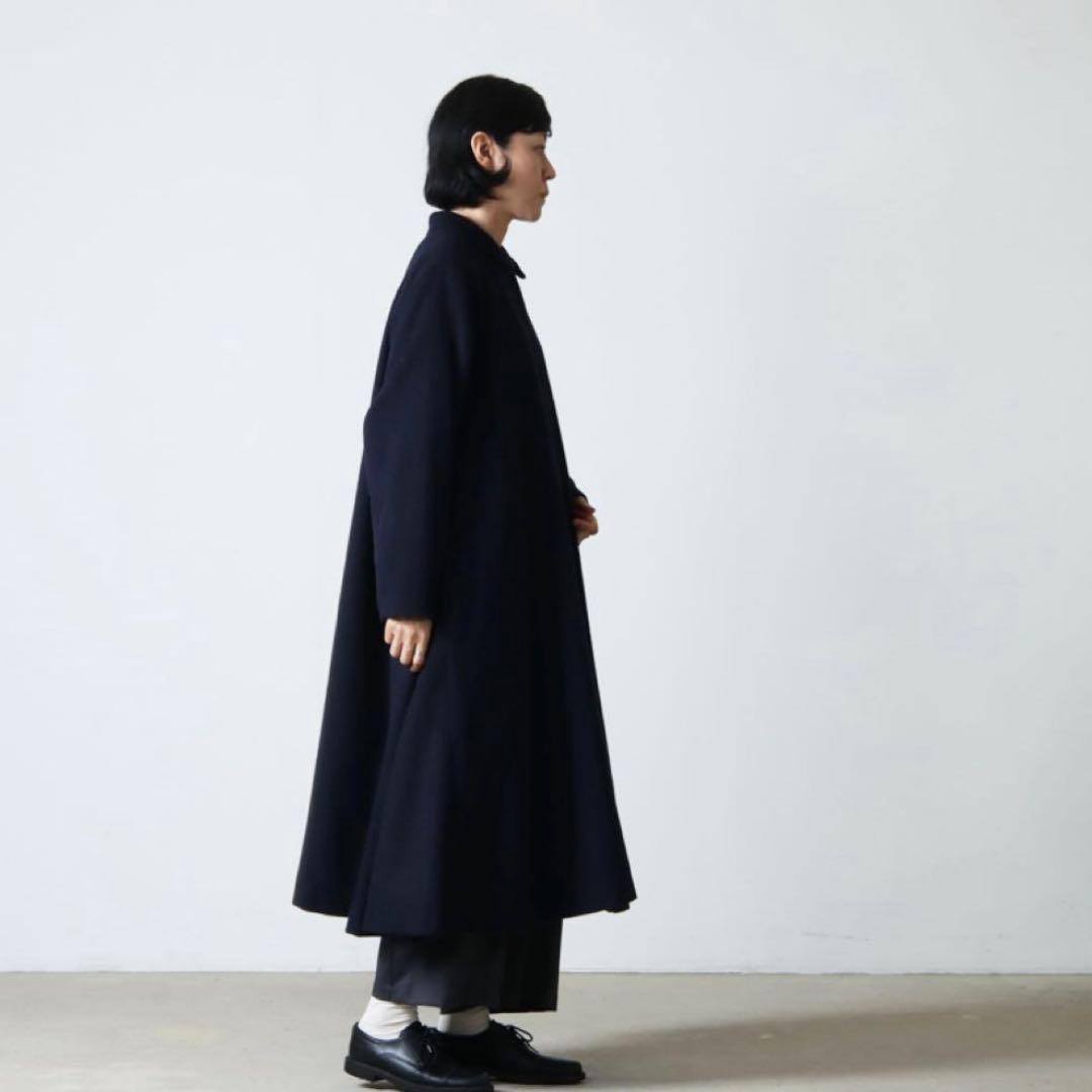 【本日限定価格】定価4万 ミズイロインド ステンカラーフレアコート ブラック F