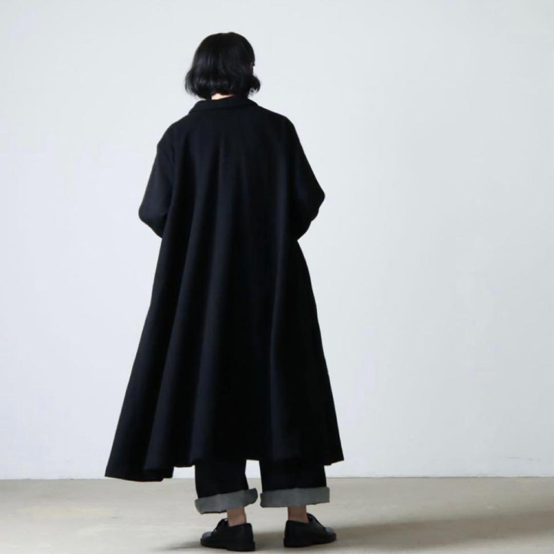 【本日限定価格】定価4万 ミズイロインド ステンカラーフレアコート ブラック F