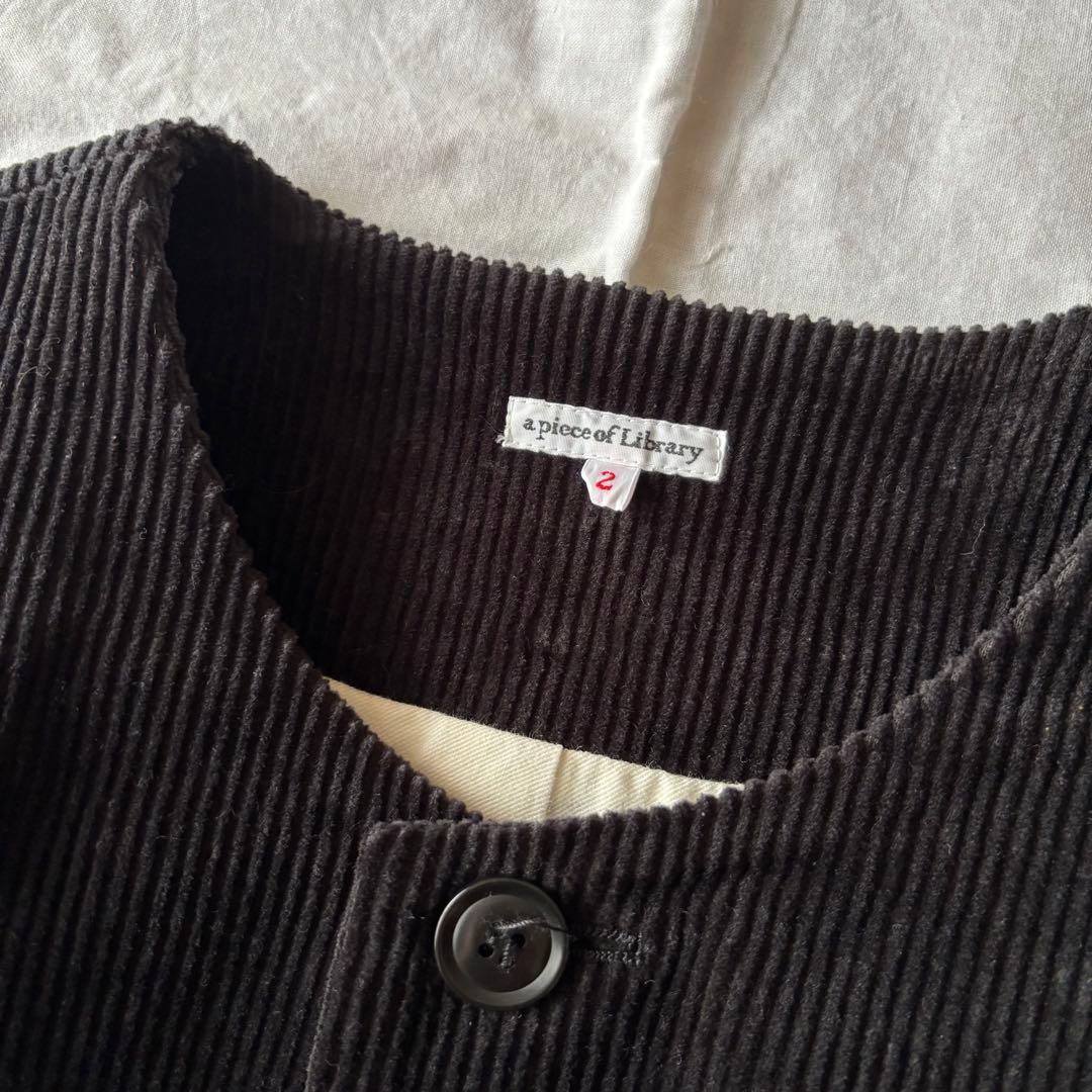アピースオブライブラリー　コーデュロイ　ジャケット　ノーカラー