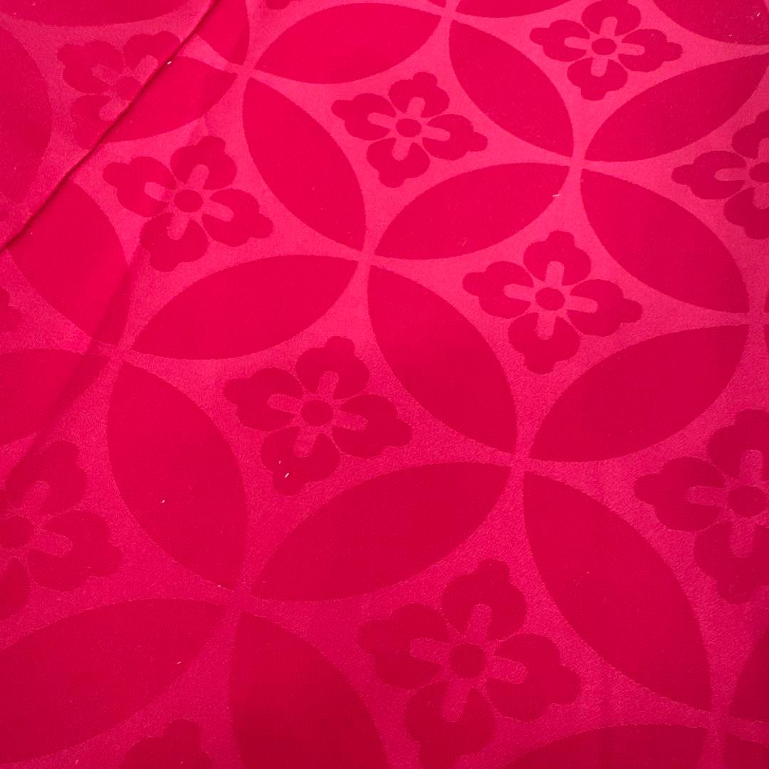 卒業式　２尺袖袴4点セット　赤無地七宝