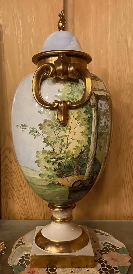 「凛」イタリア　バテガーニ　装飾壺　アンティーク　証明書付き　置物