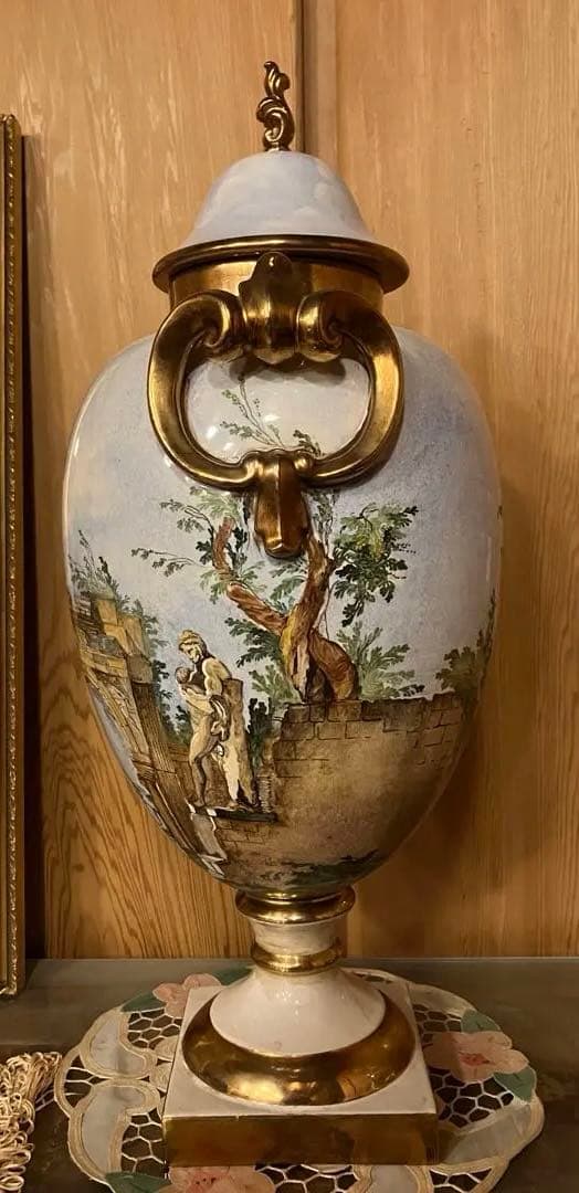 「凛」イタリア　バテガーニ　装飾壺　アンティーク　証明書付き　置物