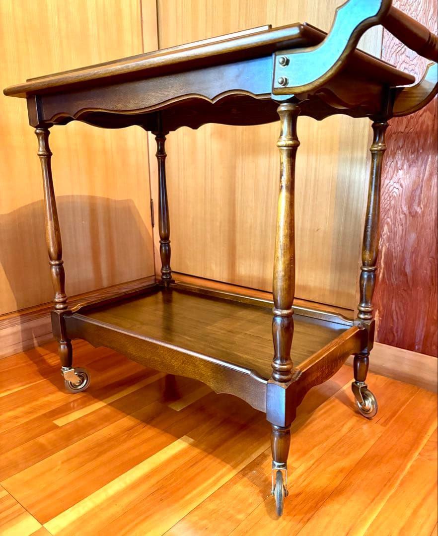 カリモク キッチンワゴン 2段 キャスター/持ち手 1995年