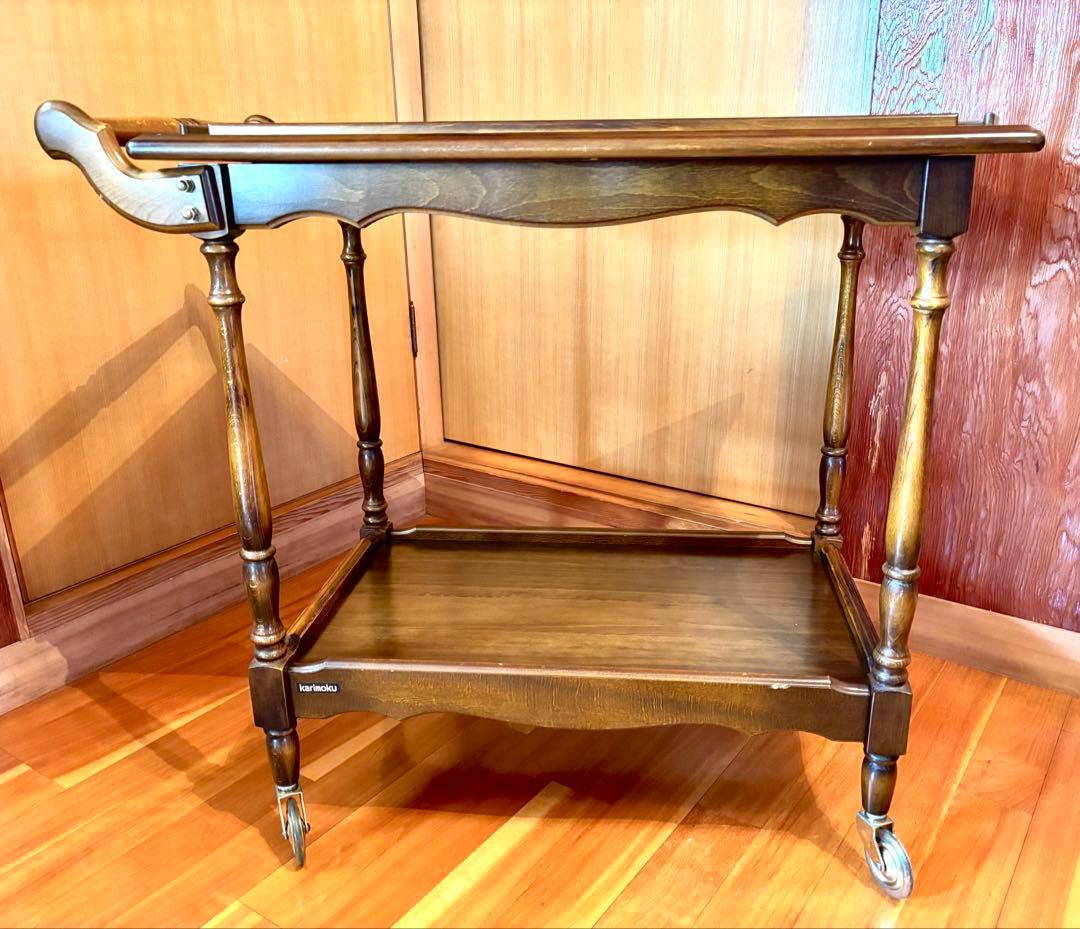 カリモク キッチンワゴン 2段 キャスター/持ち手 1995年