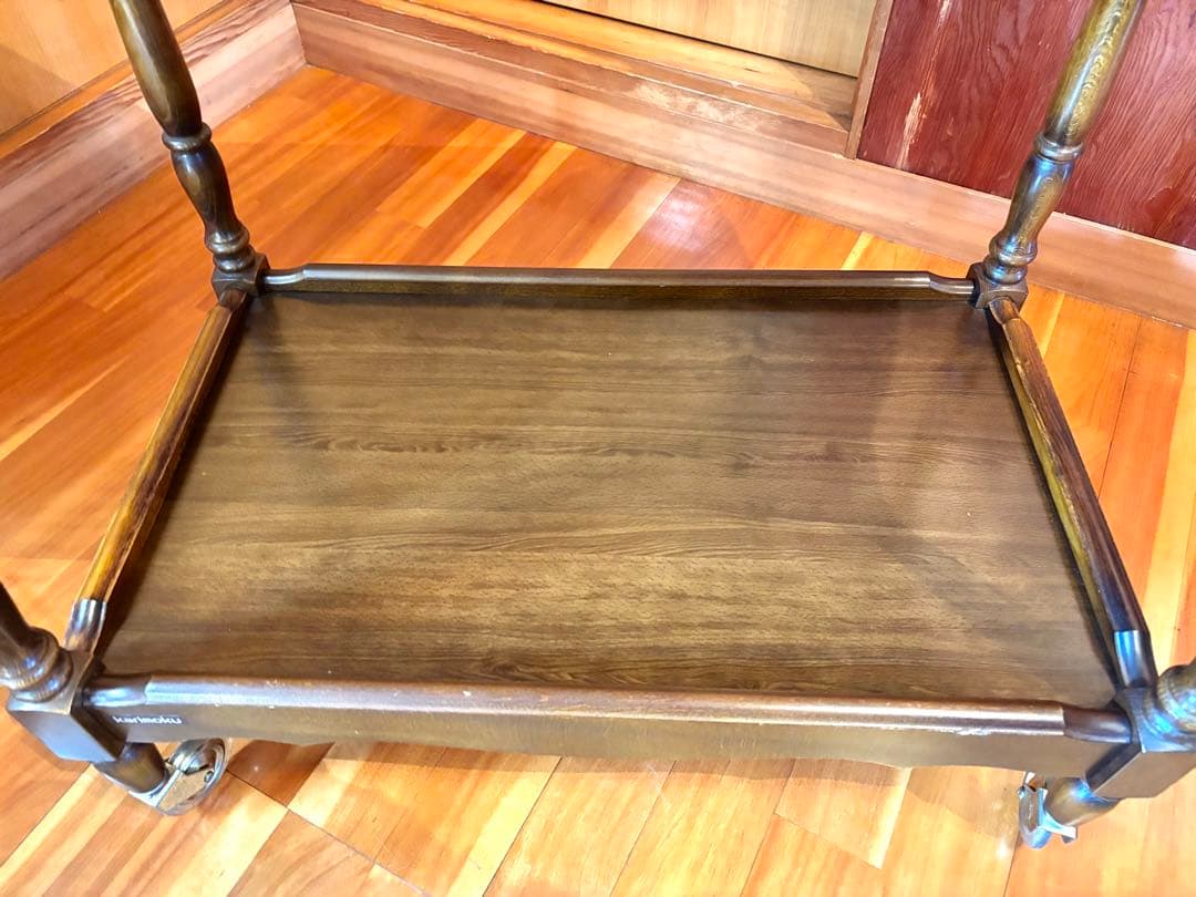 カリモク キッチンワゴン 2段 キャスター/持ち手 1995年