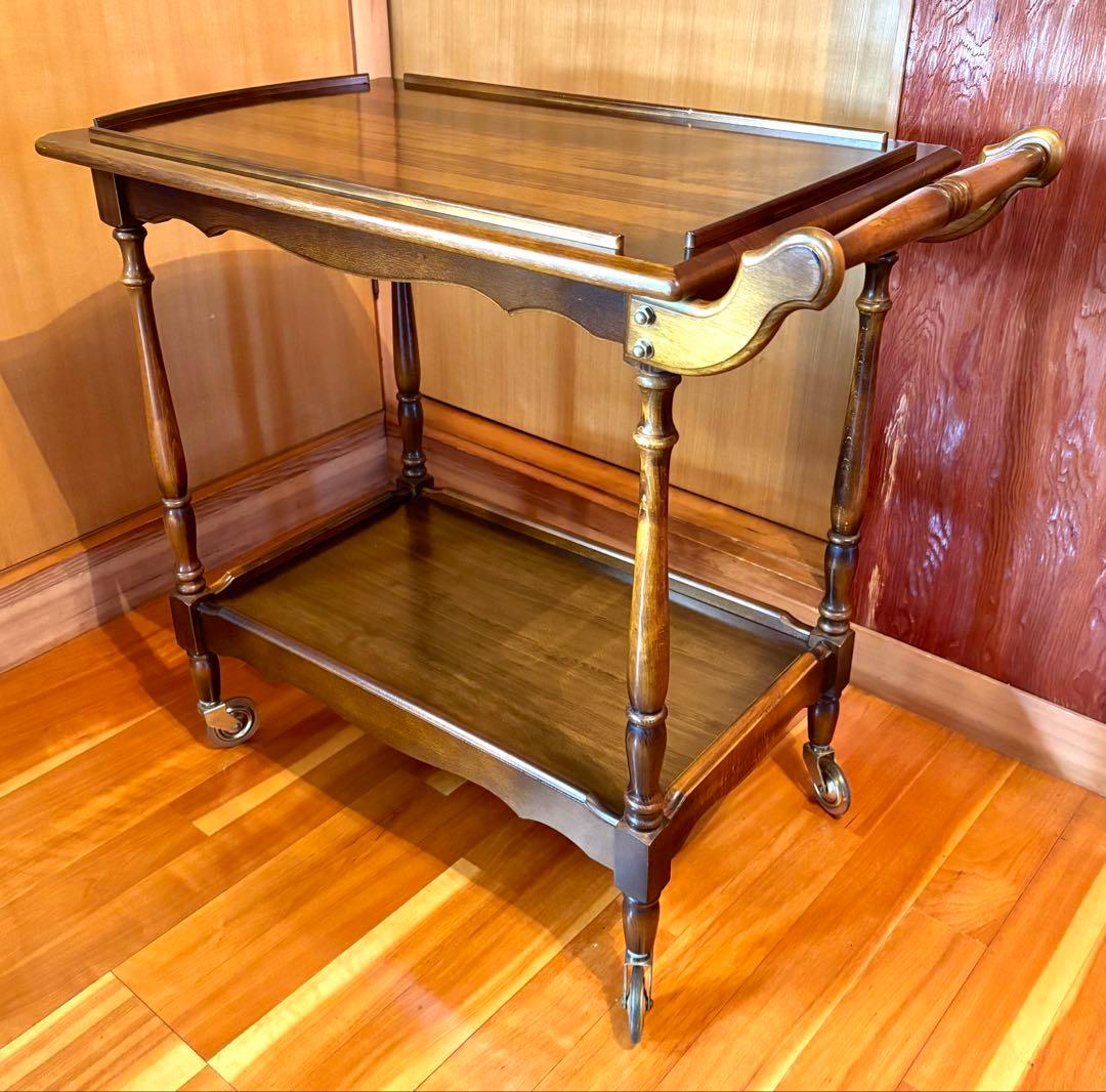 カリモク キッチンワゴン 2段 キャスター/持ち手 1995年