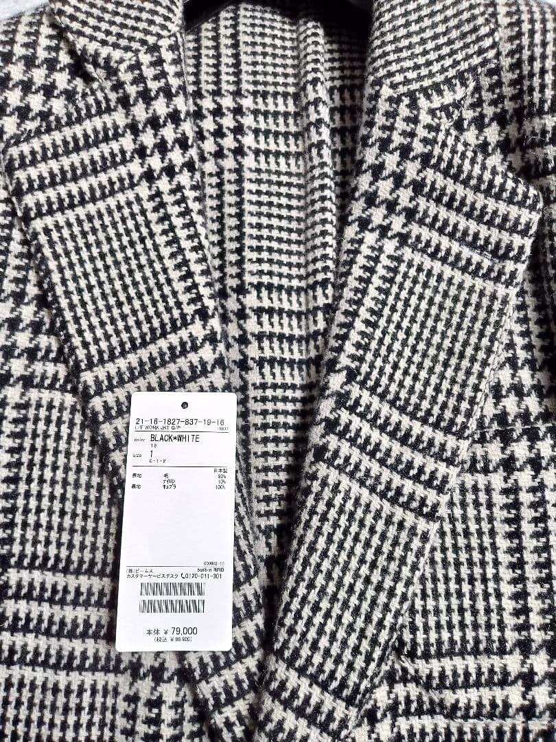 着用1回 La favolaライトツィードグレンチェック2Bジャケットsize1