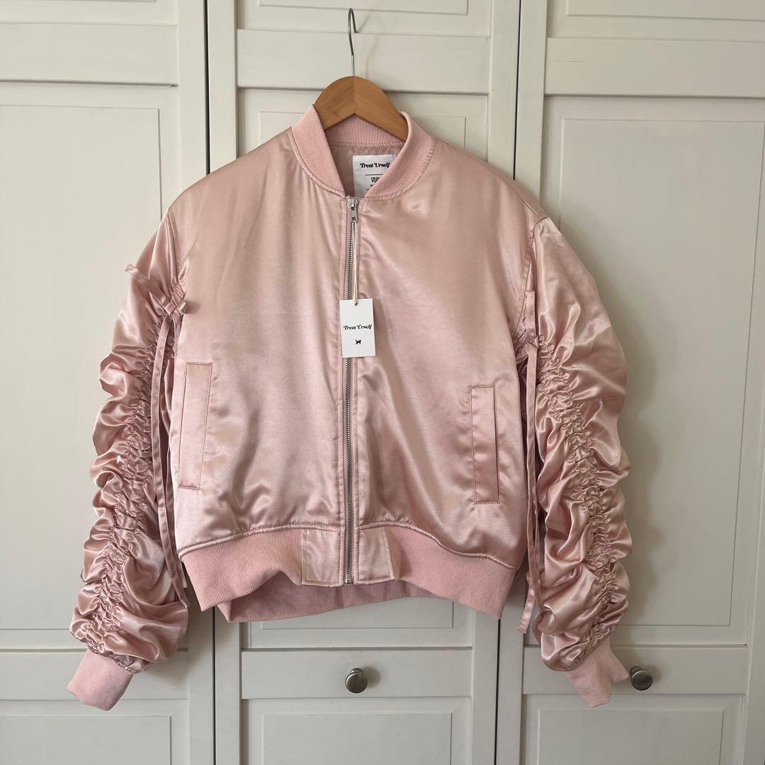 ジャケット・アウター Treat Urself Girly ribbon MA-1(pink)