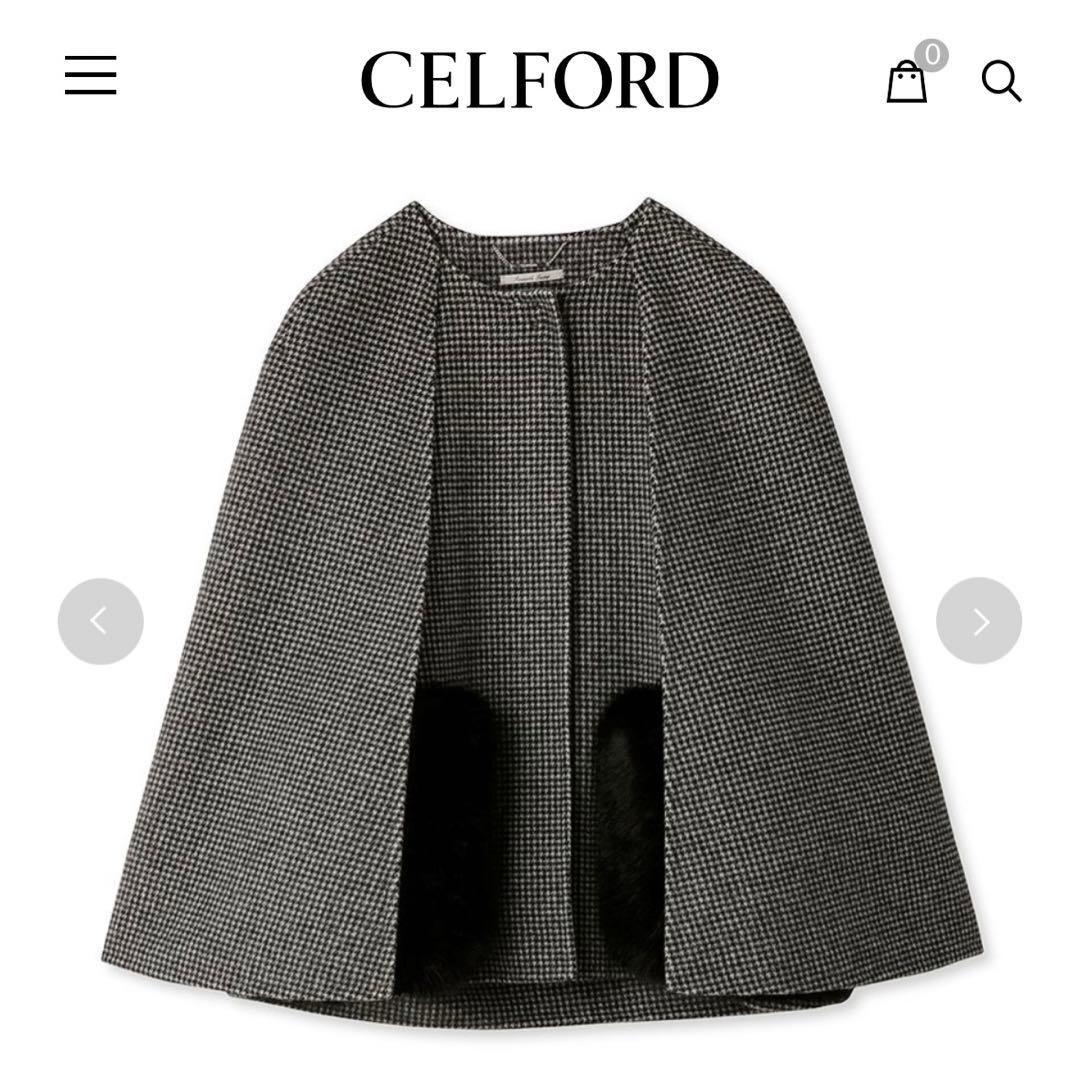 CELFORD チェック柄 ケープコート
