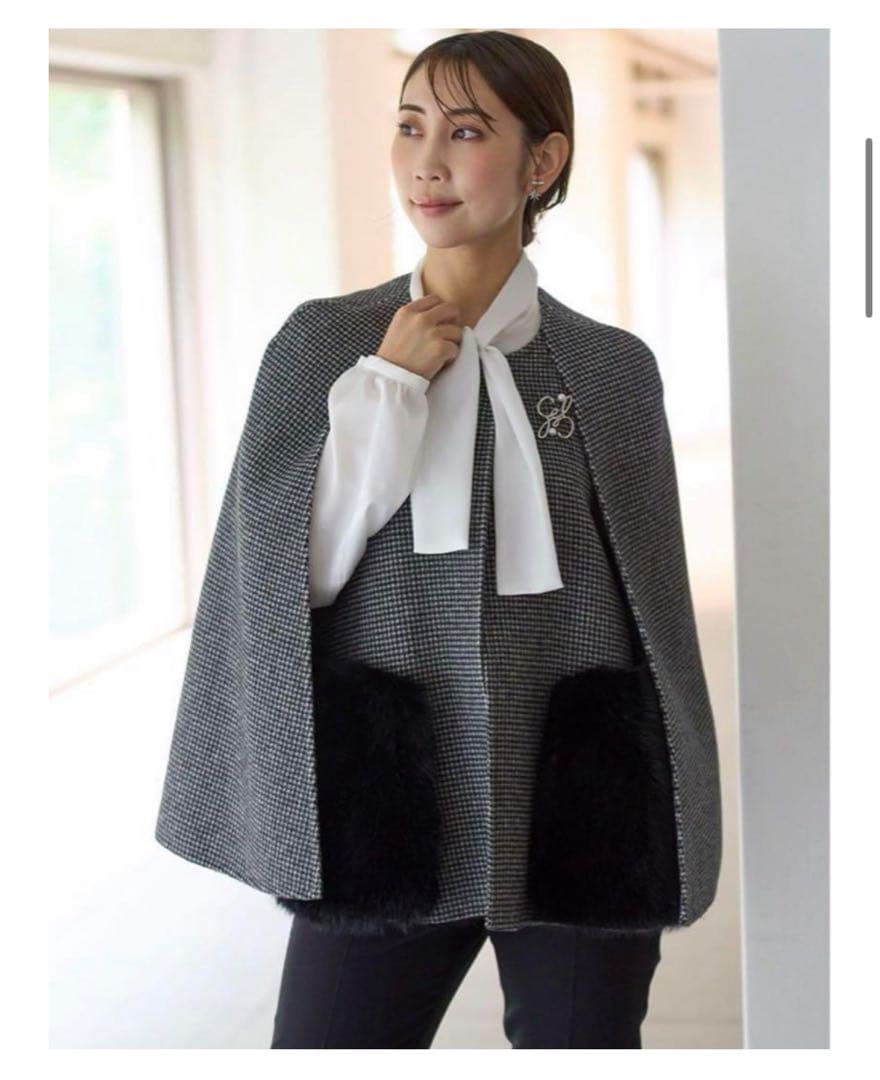 CELFORD チェック柄 ケープコート