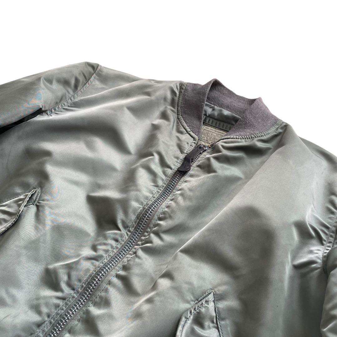 美品 90s USA製 ALPHA MA-1 グランドクルー カーキ L